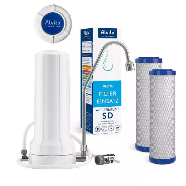 Alvito Auftischfilter Pro - Set inkl. 2 Aktivkohle Blockfilter ABF Primus SD