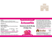 Astaxanthin Haematococcus pluvialis 60 Kapseln 4 mg Etikett