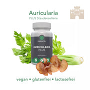 Auricularia Judasohr plus Staudensellerie Kapseln sind vegan, glutenfrei, laktosefrei