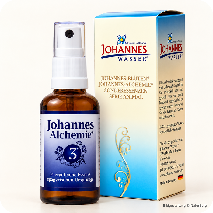 Johannes-Alchemie® Nr. 3 Herz-Kreislauf, alkoholfreie energetische Essenz spagyrischen Ursprungs, 50 ml Spray mit Originalverpackung bei NaturBurg