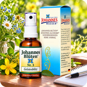 Johannes-Blüte Nr. 3 Geistesblitz Blütenessenz 50 ml Spray in natürlicher Umgebung mit Blüten
