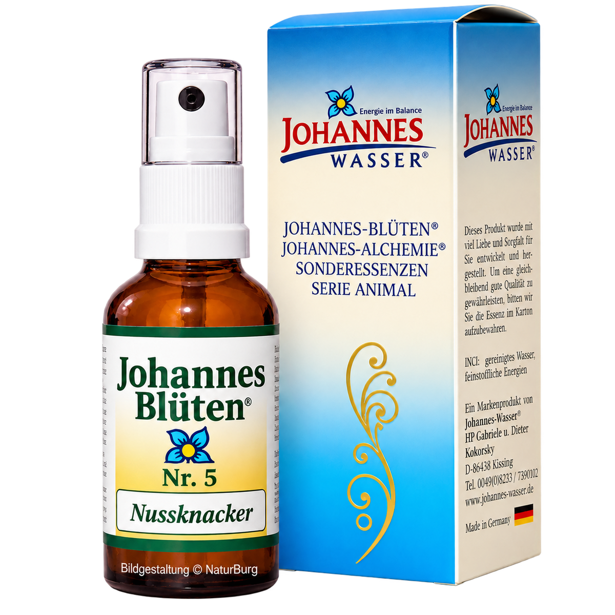 Johannes-Blüte Nr. 5 Nussknacker alkoholfreie Blütenessenz 50 ml Spray mit Originalverpackung von Johannes-Wasser