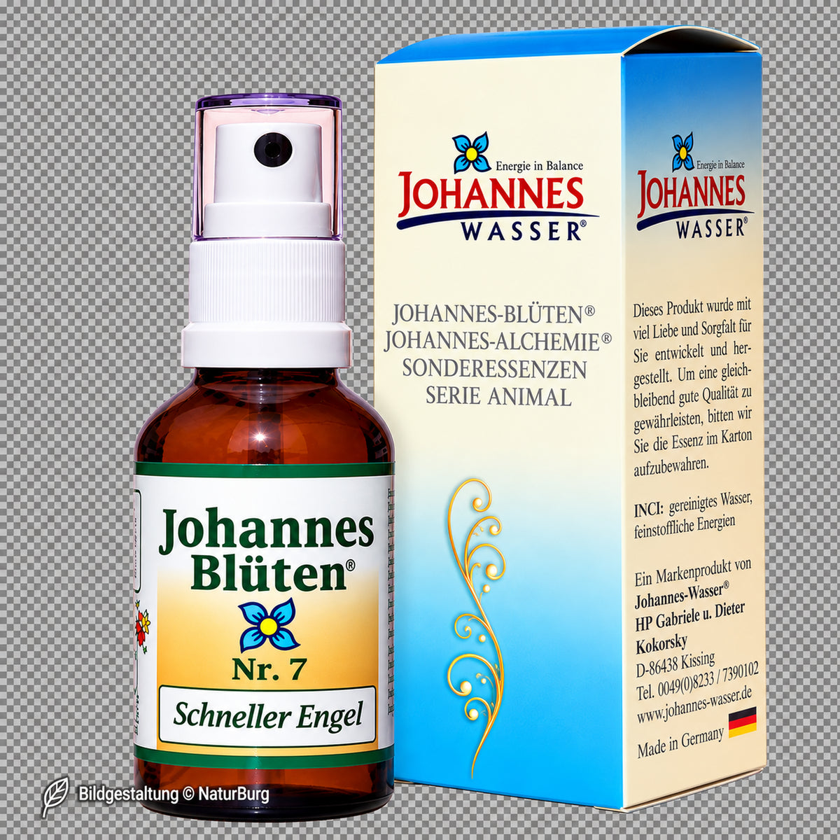 Johannes-Blüte Nr. 7 Schneller Engel 50 ml alkoholfreie Blütenessenz im Sprühflacon mit Originalverpackung von Johannes-Wasser