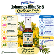 Johannes-Blüte Nr. 8 Quelle der Kraft – Blütenessenz mit traditioneller Zuordnung zu Erholung, Entspannung, geistiger Klarheit, Selbstvertrauen und Abgrenzung sowie Anwendung und Dosierung