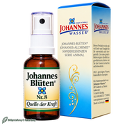 Johannes-Blüte Nr. 8 Quelle der Kraft alkoholfreie Blütenessenz 50 ml im Sprühflacon mit Originalverpackung von Johannes-Wasser – Produktbild bei NaturBurg