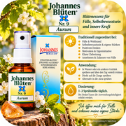 Johannes-Blüte Nr. 9 Aurum – Blütenessenz mit traditioneller Zuordnung zu Fülle, Wohlstand, Selbstbewusstsein, positivem Denken und innerer Kraft sowie Anwendung und Dosierung bei NaturBurg