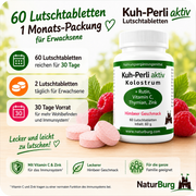 Kuh-Perli aktiv 60 Kolostrum Lutschtabletten als 30 Tage Vorrat für Erwachsene