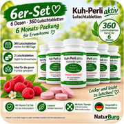 Kuh-Perli aktiv 6er-Set mit 360 Kolostrum Erstmilch Tabletten mit Himbeergeschmack