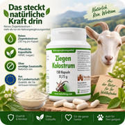NaturBurg Ziegenkolostrum 150 Kapseln mit 230 mg Ziegenkolostrum pro Kapsel, pflanzlicher HPMC-Kapselhülle und EU-Landwirtschaft