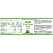 NaturBurg Ziegenkolostrum 30 Kapseln Originaletikett mit Zutaten, Verzehrempfehlung, Nährwertangaben und Hinweisen